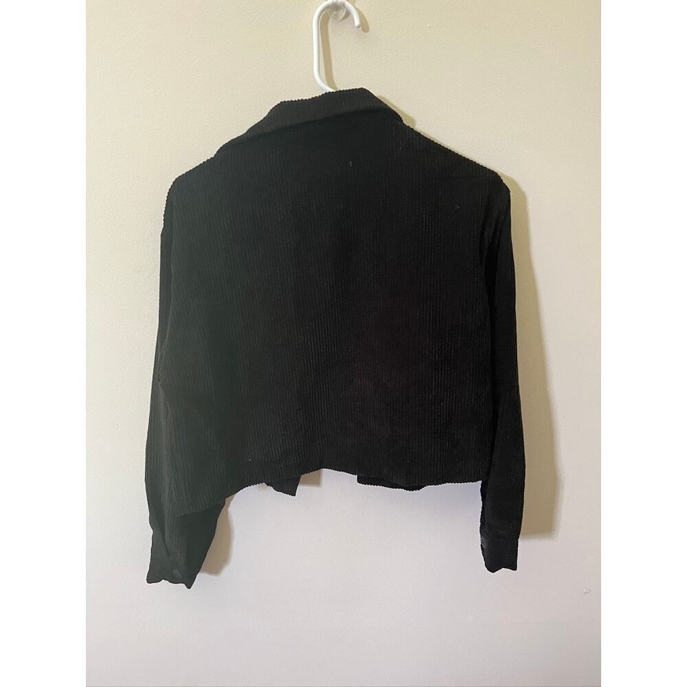 Womens Black Cropped Corduroy Jacket - Picture 5 of 6